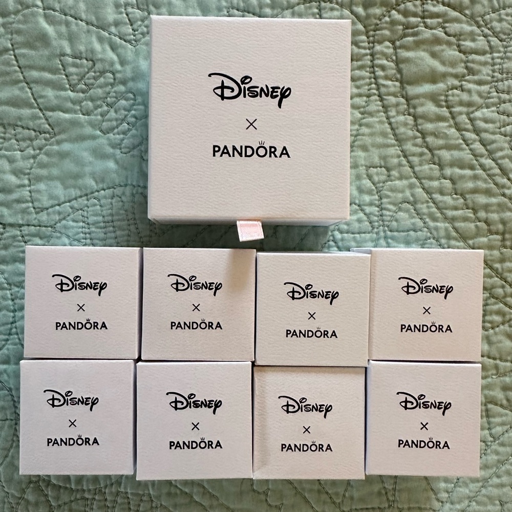 PANDORA DISNEY Jewelry Boxes 8 Charm Boxes 1 Bracelet Box With Tissue